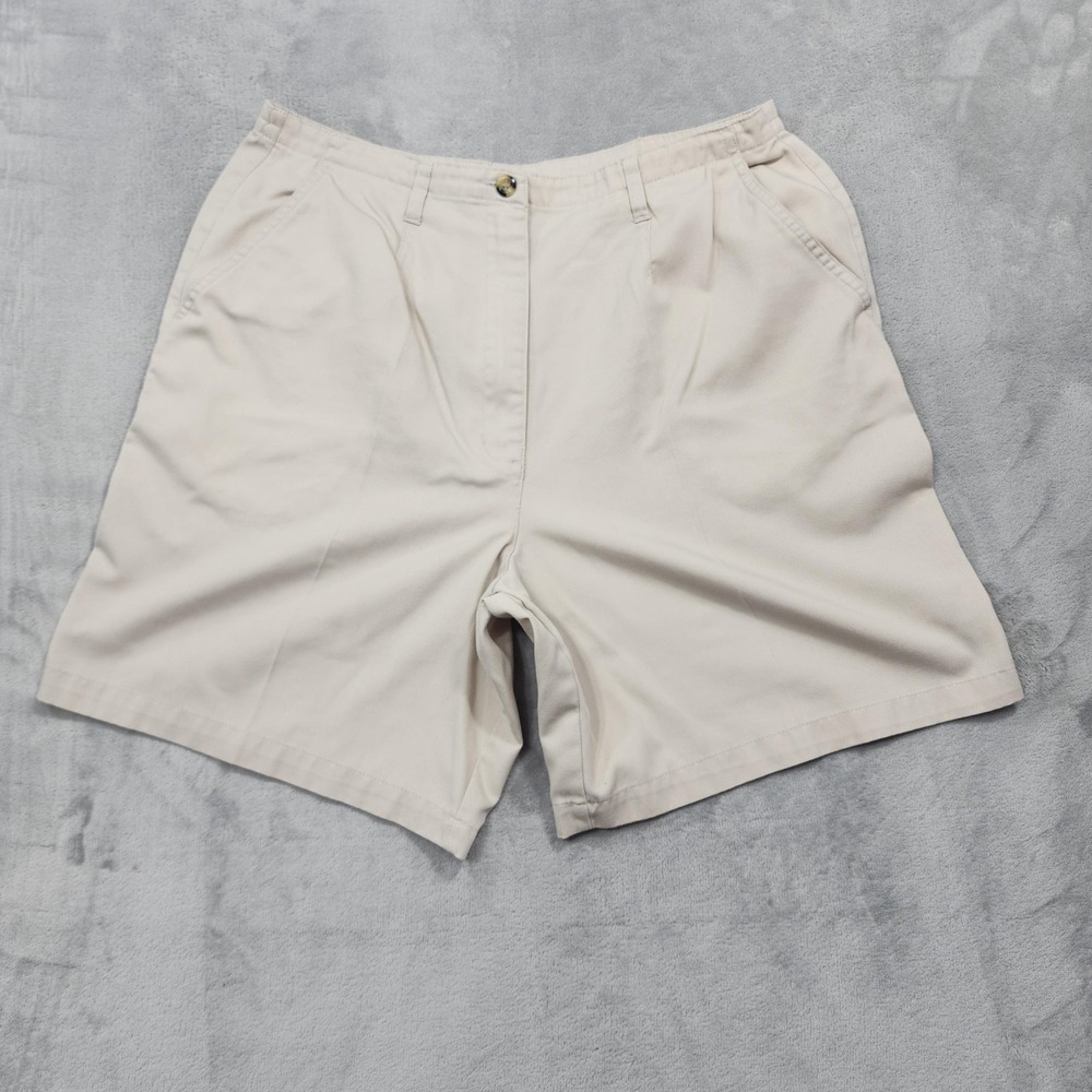 Vintage Jennifer Moore Shorts Womens 12 Beige Chino Pleated High Rise Casual